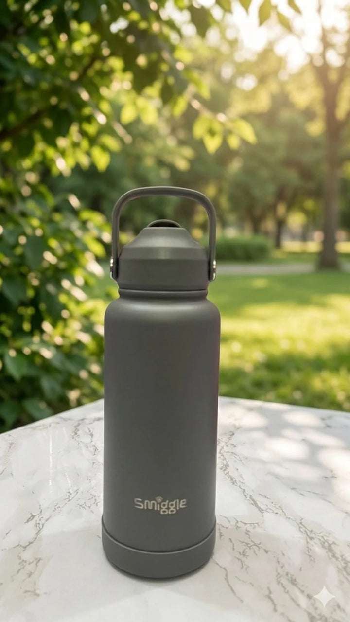 Smiggle Solid Grey 1000ml Straw Insulated Stainless Steel Water Bottle SM1000 at Zubaidas The Largest Online Baby and Kids Store in Pakistan for over 50 years