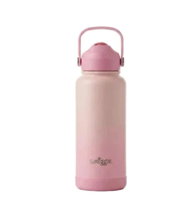 Smiggle Solid Pink 1000ml Straw Insulated Stainless Steel Water Bottle SM1000 at Zubaidas