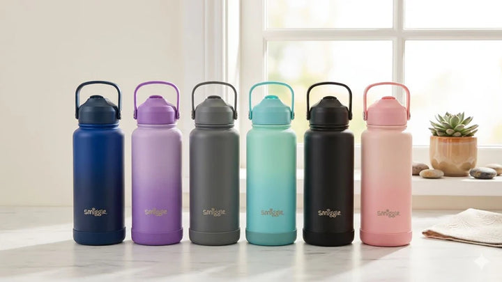 Smiggle Solid Pink 1000ml Straw Insulated Stainless Steel Water Bottle SM1000 at Zubaidas Number 1 Online Baby and Kids Store in Pakistan for over 50 years