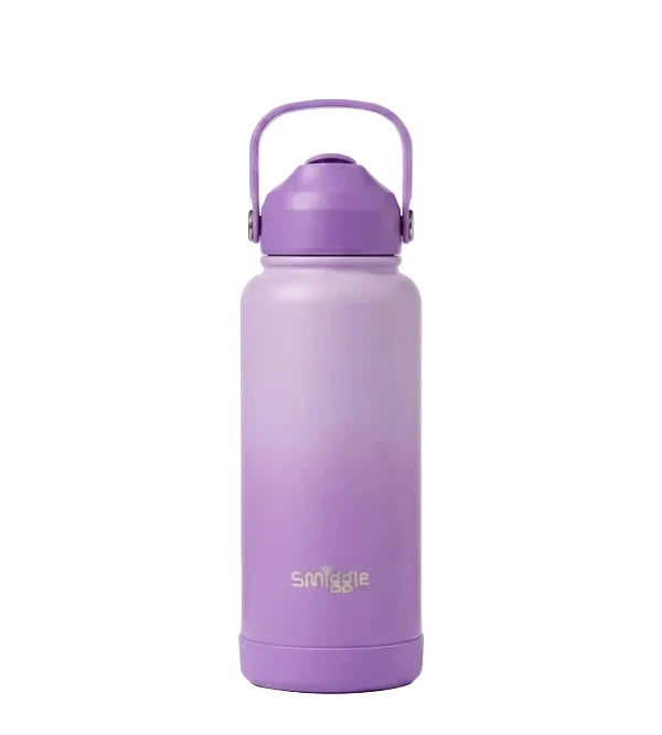 Smiggle Solid Purple 1000ml Straw Insulated Stainless Steel Water Bottle SM1000 at Zubaidas