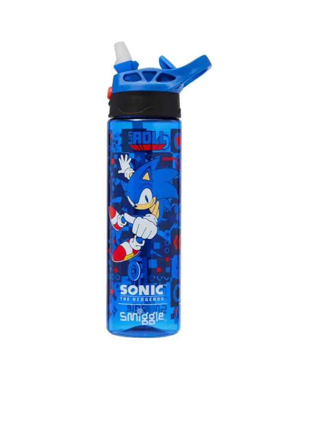 Smiggle Sonic the Hedgehog 520 ml Push Button Straw Insulated Metal Water Bottle at Zubaidas Most Trusted Online Baby and Kids Store in Pakistan