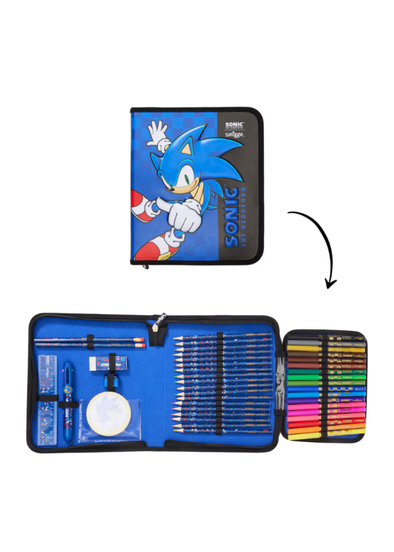 Smiggle Sonic the Hedgehog Hardtop Art Supplies Kit at Zubaidas