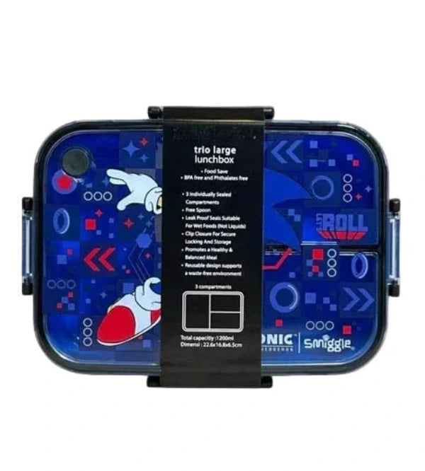 Smiggle Sonic The Hedgehog Trio Large BPA and Phthalates Free Bento Plastic Lunch Box 1200 ML SM254098 at Zubaidas