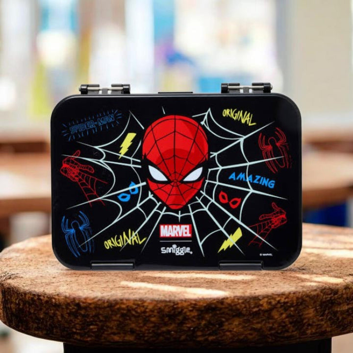 Smiggle Spiderman 4 Compartments Food Safe BPA and Phthalates Free Bento Plastic Medium 758 ml Lunch Box at Zubaidas Official Pakistan