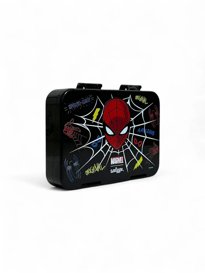 Smiggle Spiderman 4 Compartments Food Safe BPA and Phthalates Free Bento Plastic Medium 758 ml Lunch Box at Zubaidas Best Online Back to School Store in Pakistan for over 50 years