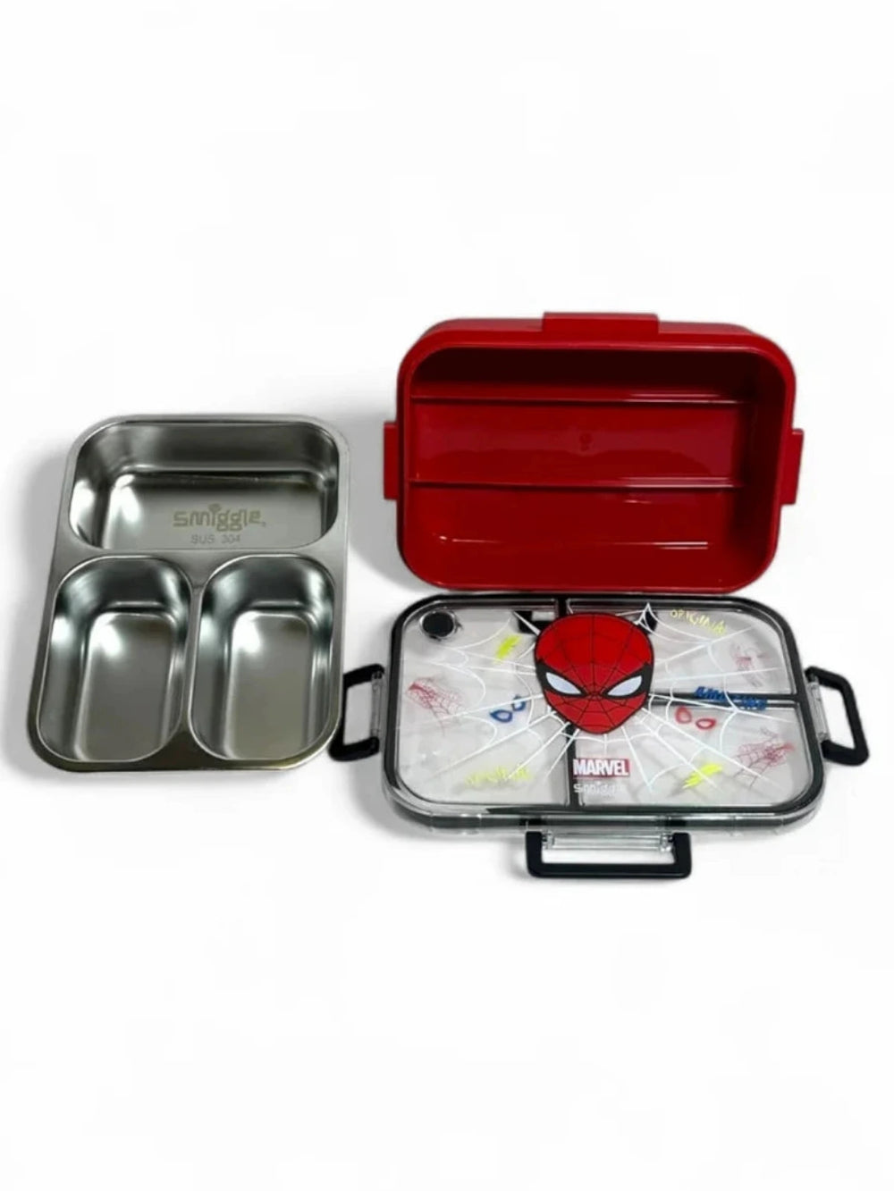 Smiggle Spiderman Trio Large Stainless Steel See Me Bento Lunch Box 750 ML SM262198 at Zubaidas Official Pakistan