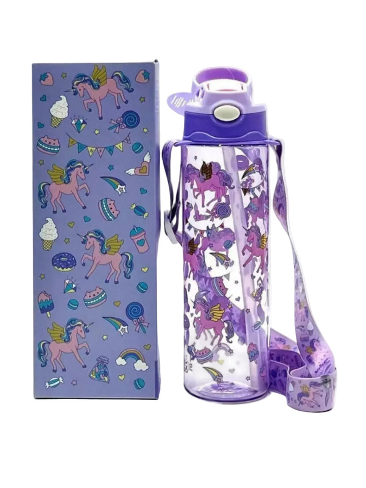 Smiggle Unicorn 680 ml Push Button Straw Plastic Water Bottle BPA Free with Strap at Zubaidas Pakistan