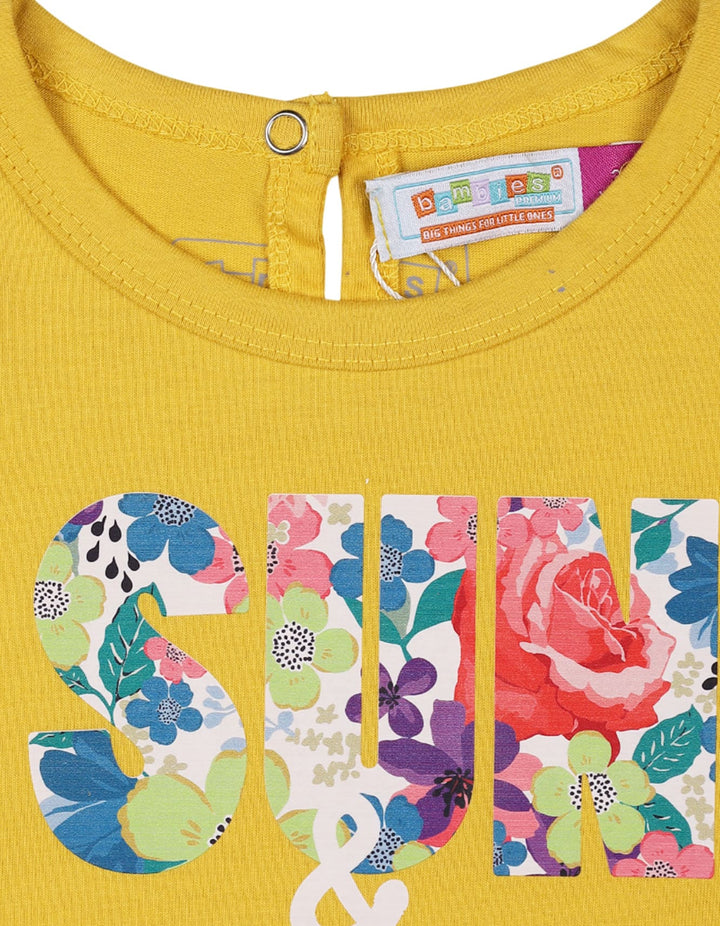 Toddler Girls Tops Bambies Sun and Fun Time Yellow at Zubaidas Pakistan.