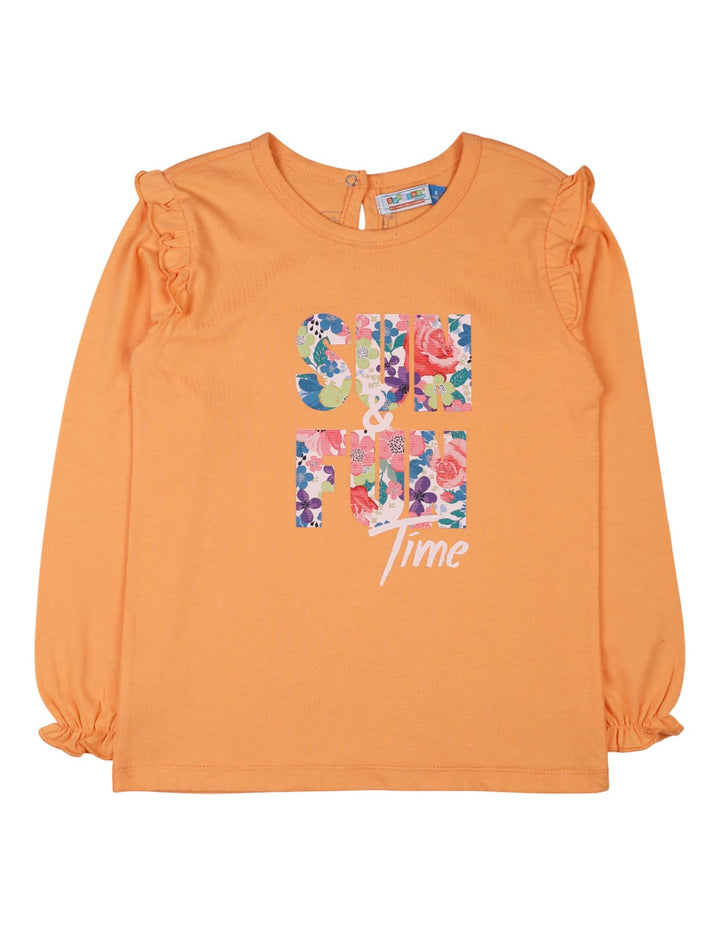 Toddler Girls Winter Casual T Shirt Bambies Sun and Fun Time Orange at Zubaidas