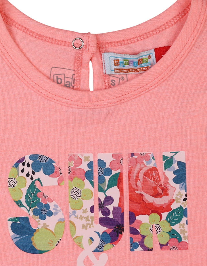 Toddler Girls Winter Stylish Tops Bambies Sun and Fun Time Light Peach at Zubaidas Pakistan.