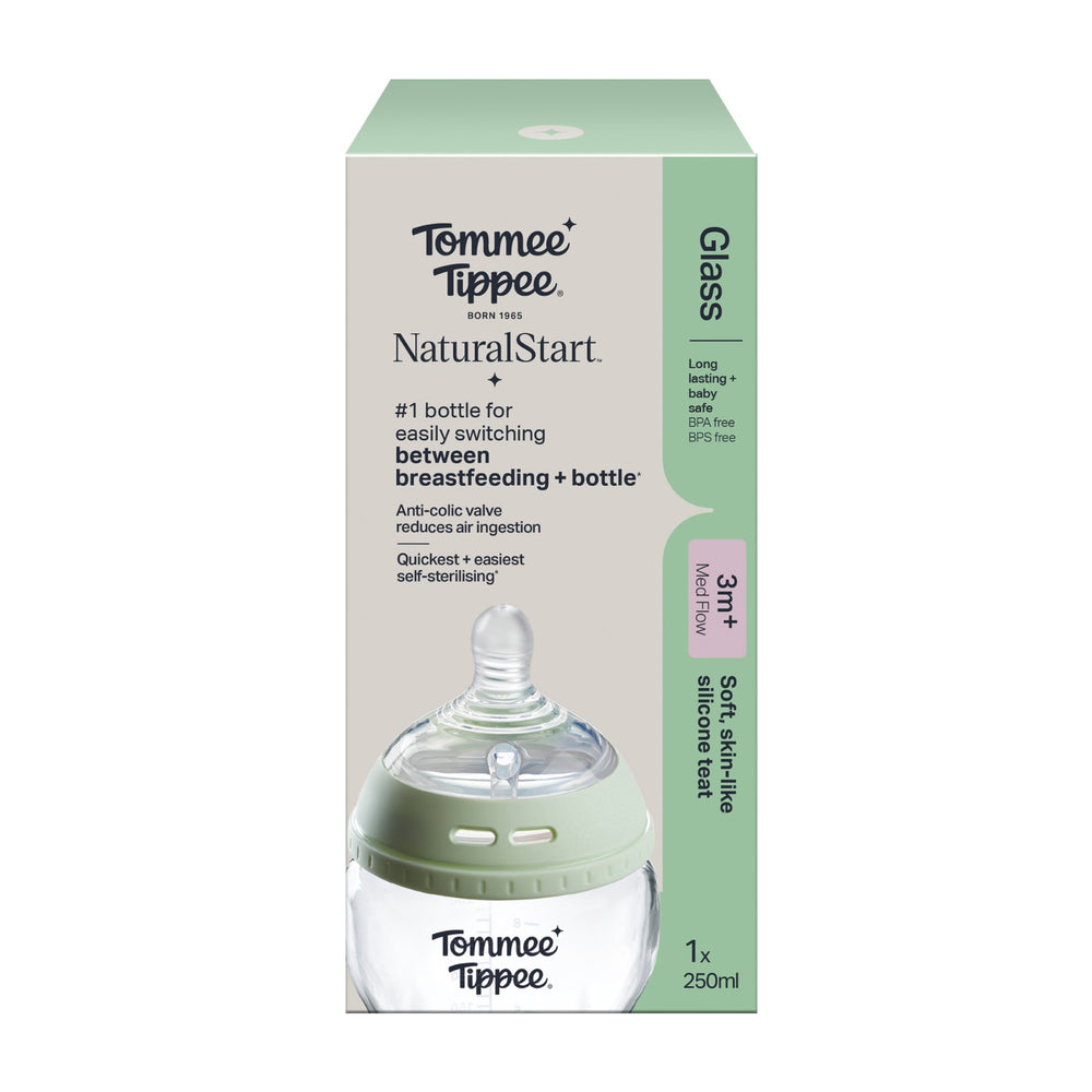 Tommee Tippee Natural Start Glass Feeding Bottle 250ML TT 427028 at Zubaidas Official Pakistan