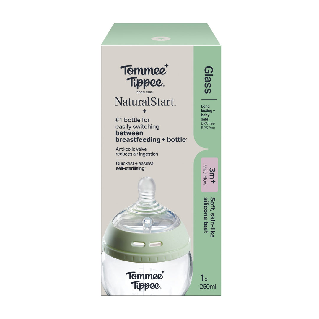 Tommee Tippee Natural Start Glass Feeding Bottle 250ML TT 427028 at Zubaidas Official Pakistan