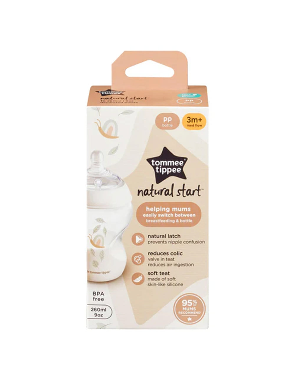 Tommee Tippee 260 ML Decorated Natural Start Bottle with Medium Teat TT 423964 at Zubaidas Official™ Pakistan