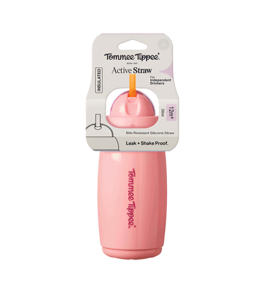 Tommee Tippee Insulated Sporty Spout & Straw Cup 12M+ 266ml - Pink - 448017 at Zubaidas Official™