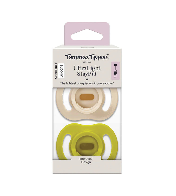Ultra Light Soother Tommee Tippee PK-2 6-18M - Beige/Green - 433595 at Zubaidas