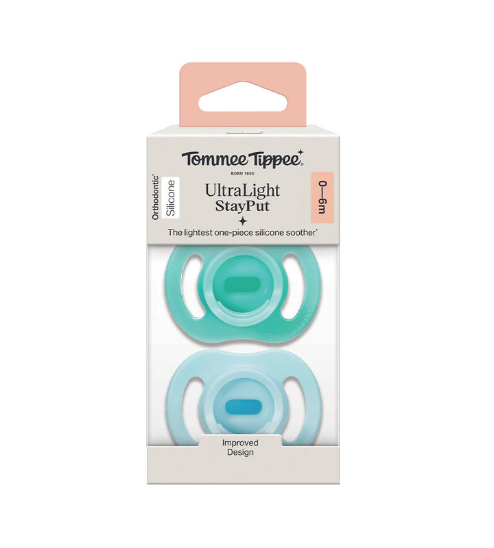 Ultra Light Soothers Tommee Tippee 0-6M PK-2 - Green/Blue - 433594 at Zubaidas