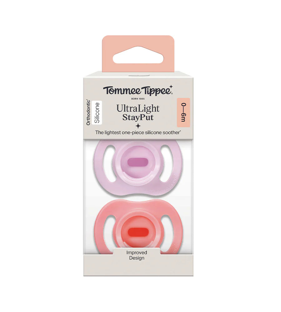 Ultra Light Soothers Tommee Tippee 0-6M PK-2 - Peach/Lilac - 433594 at Zubaidas
