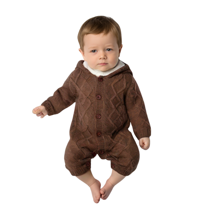 Zubaida's Romper Hooded D.Brown Infant