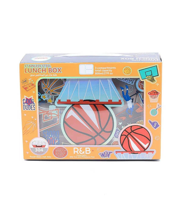 VEST Basketball Three Compartments Stainless Steel School Lunch Box 800 ML U2087 at Zubaidas