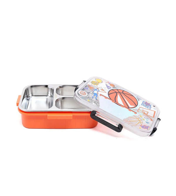 VEST Basketball Three Compartments Stainless Steel School Lunch Box 800 ML U2087 at Zubaidas The Biggest Online Baby and Kids Store in Pakistan for over 50 years