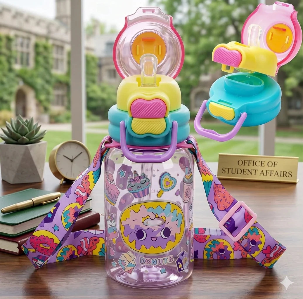 VEST Donut 600 ml Three Ways One Click Straw Plastic Water Bottle BPA Free U2131 at Zubaidas The Largest Online Baby and Kids Store in Pakistan for over 50 years