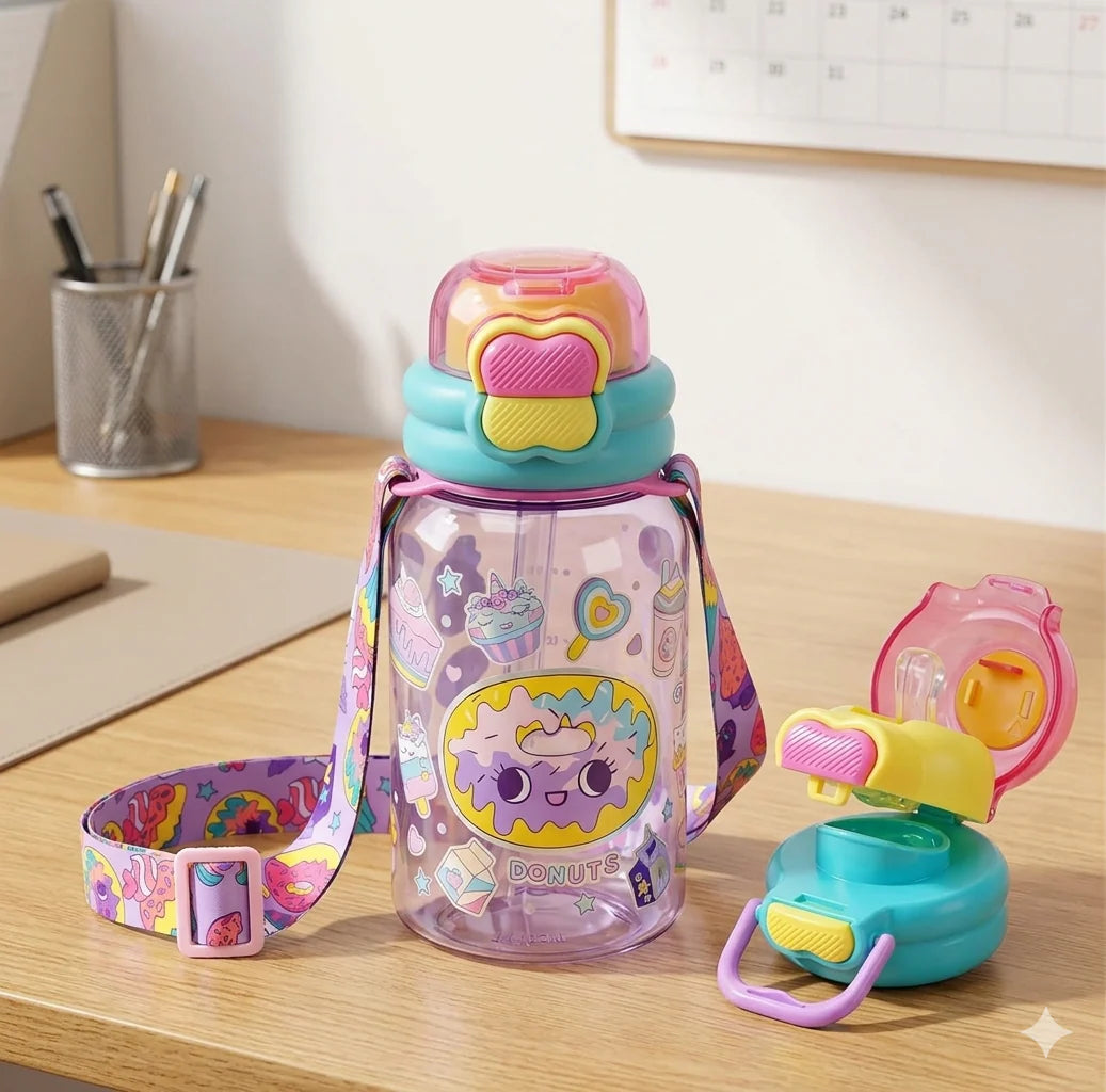 VEST Donut 600 ml Three Ways One Click Straw Plastic Water Bottle BPA Free U2131 at Zubaidas The Biggest Online Baby and Kids Store in Pakistan for over 50 years