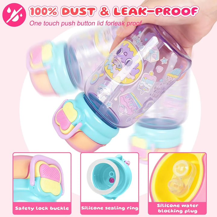 VEST Donut 600 ml Three Ways One Click Straw Plastic Water Bottle BPA Free U2131 at Zubaidas No 1 Online Baby and Kids Store in Pakistan for over 50 years
