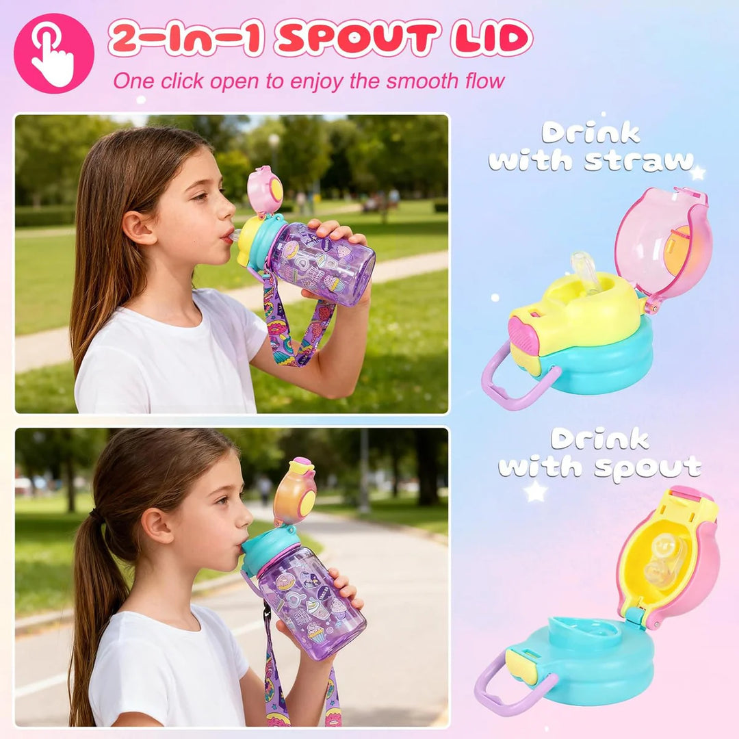 VEST Donut 600 ml Three Ways One Click Straw Plastic Water Bottle BPA Free U2131 at Zubaidas Online Pakistan