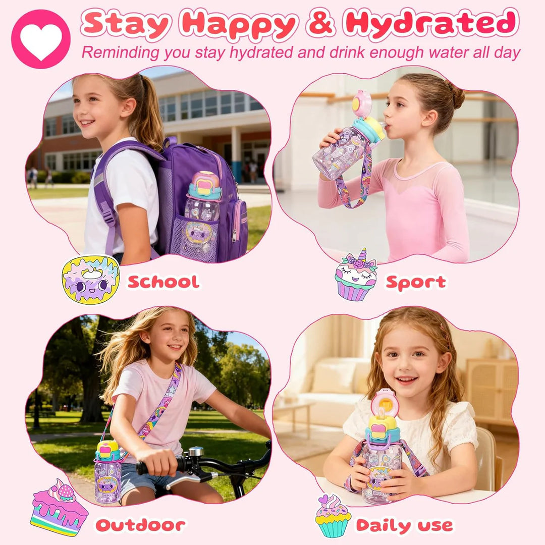 VEST Donut 600 ml Three Ways One Click Straw Plastic Water Bottle BPA Free U2131 at Zubaidas Official Pakistan