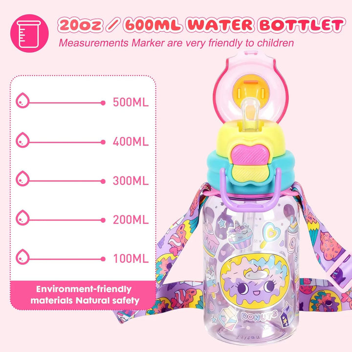 VEST Donut 600 ml Three Ways One Click Straw Plastic Water Bottle BPA Free U2131 at Zubaidas # 1 Online Baby and Kids Store in Pakistan for over 50 years