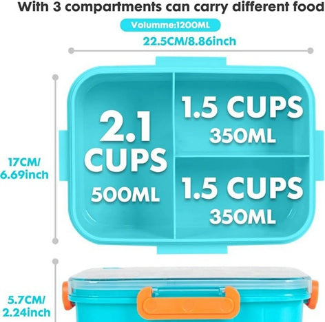 VEST Extreme Racing 3 Compartments Special Edition Happy Bento Box BPA and Phthalates Free 1200 ML School Lunch Box U2135 at Zubaidas The Ultimate Online Baby and Kids Store in Pakistan for over 50 years