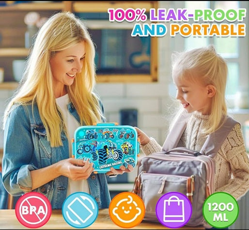 VEST Extreme Racing 3 Compartments Special Edition Happy Bento Box BPA and Phthalates Free 1200 ML School Lunch Box U2135 at Zubaidas Online Pakistan