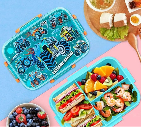 VEST Extreme Racing 3 Compartments Special Edition Happy Bento Box BPA and Phthalates Free 1200 ML School Lunch Box U2135 at Zubaidas Parents Favorite Online Baby and Kids Store in Pakistan for over 50 years