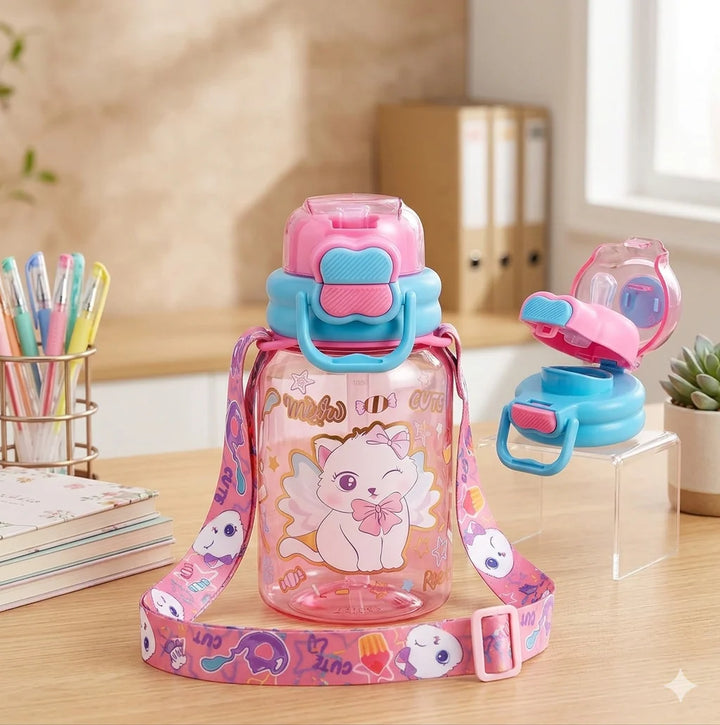 Vest Kitty 600 ml Three Ways One Click Straw Plastic Water Bottle BPA Free U2131 at Zubaidas The Biggest Online Baby and Kids Store in Pakistan for over 50 years
