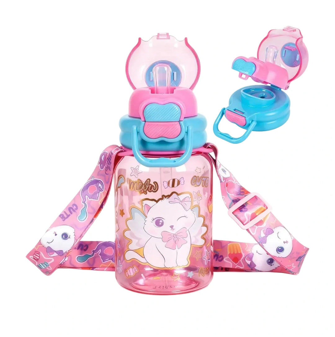 Vest Kitty 600 ml Three Ways One Click Straw Plastic Water Bottle BPA Free U2131 at Zubaidas