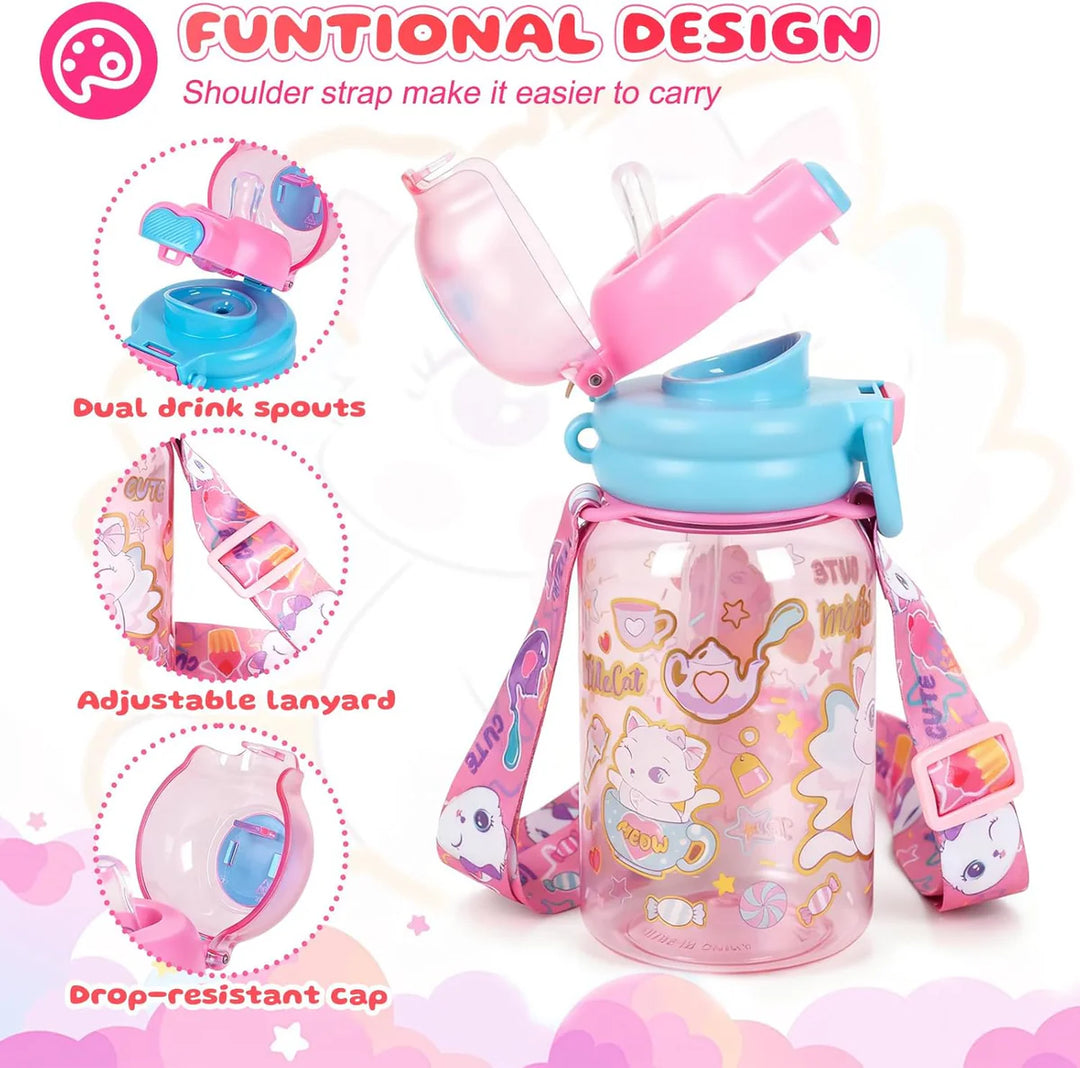 Vest Kitty 600 ml Three Ways One Click Straw Plastic Water Bottle BPA Free U2131 at Zubaidas # 1 Online Baby and Kids Store in Pakistan for over 50 years