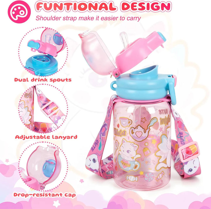 Vest Kitty 600 ml Three Ways One Click Straw Plastic Water Bottle BPA Free U2131 at Zubaidas # 1 Online Baby and Kids Store in Pakistan for over 50 years