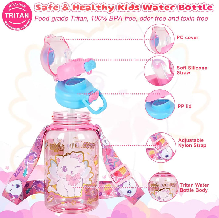 Vest Kitty 600 ml Three Ways One Click Straw Plastic Water Bottle BPA Free U2131 at Zubaidas Best Online Baby and Kids Store in Pakistan for over 50 years