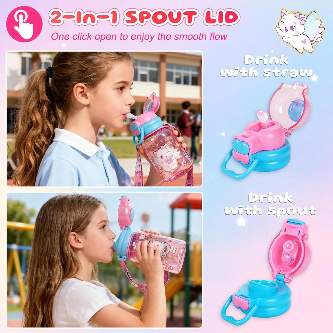 Vest Kitty 600 ml Three Ways One Click Straw Plastic Water Bottle BPA Free U2131 at Zubaidas Online Pakistan