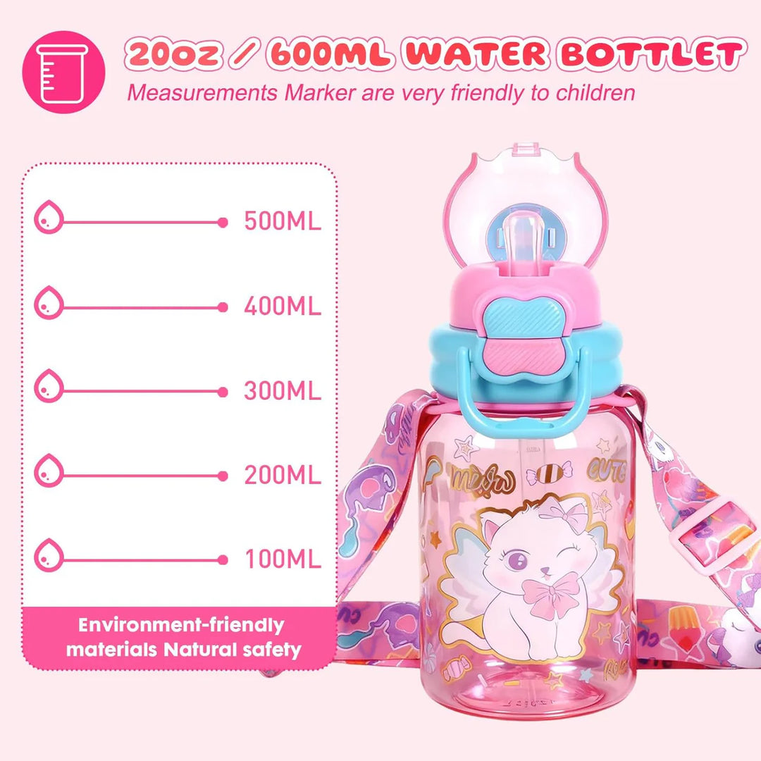 Vest Kitty 600 ml Three Ways One Click Straw Plastic Water Bottle BPA Free U2131 at Zubaidas Number 1 Online Baby and Kids Store in Pakistan for over 50 years
