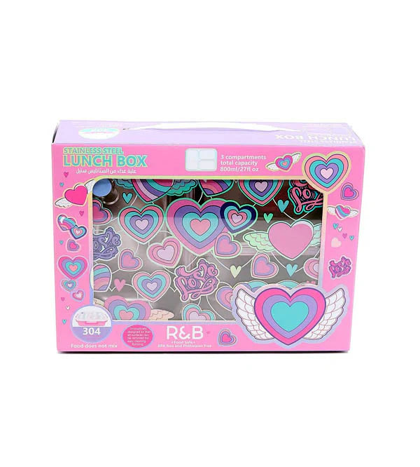 VEST Love Three Compartments Stainless Steel School Lunch Box 800 ML U2087 at Zubaidas