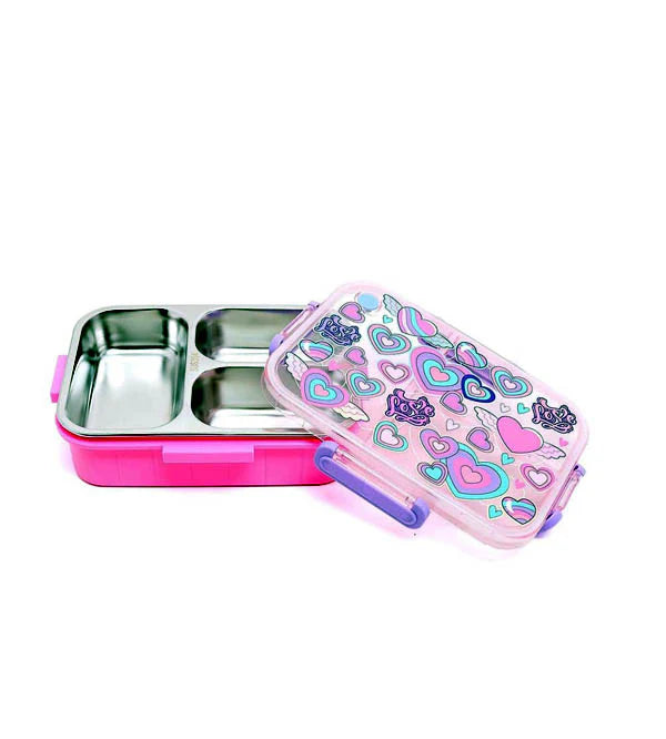 VEST Love Three Compartments Stainless Steel School Lunch Box 800 ML U2087 at Zubaidas Official Pakistan 