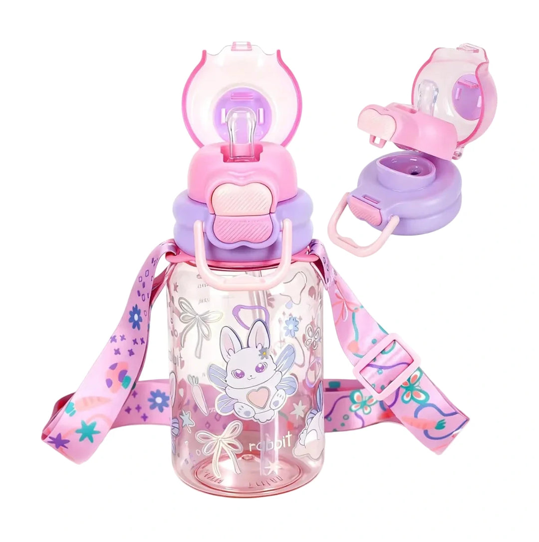 VEST Rabbit 600 ml Three Ways One Click Straw Plastic Water Bottle BPA Free U2131 at Zubaidas
