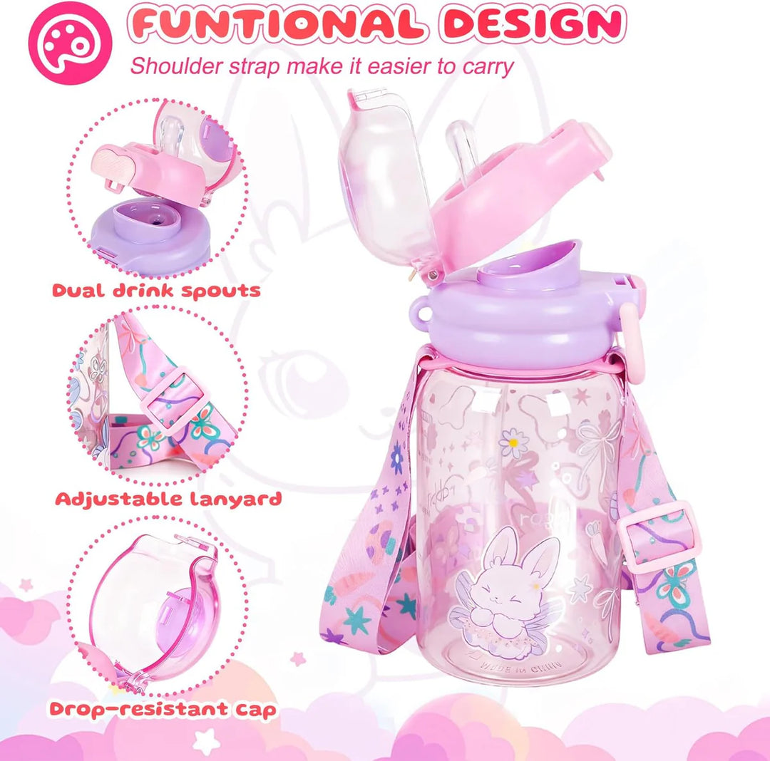VEST Rabbit 600 ml Three Ways One Click Straw Plastic Water Bottle BPA Free U2131 at Zubaidas # 1 Online Baby and Kids Store in Pakistan for over 50 years