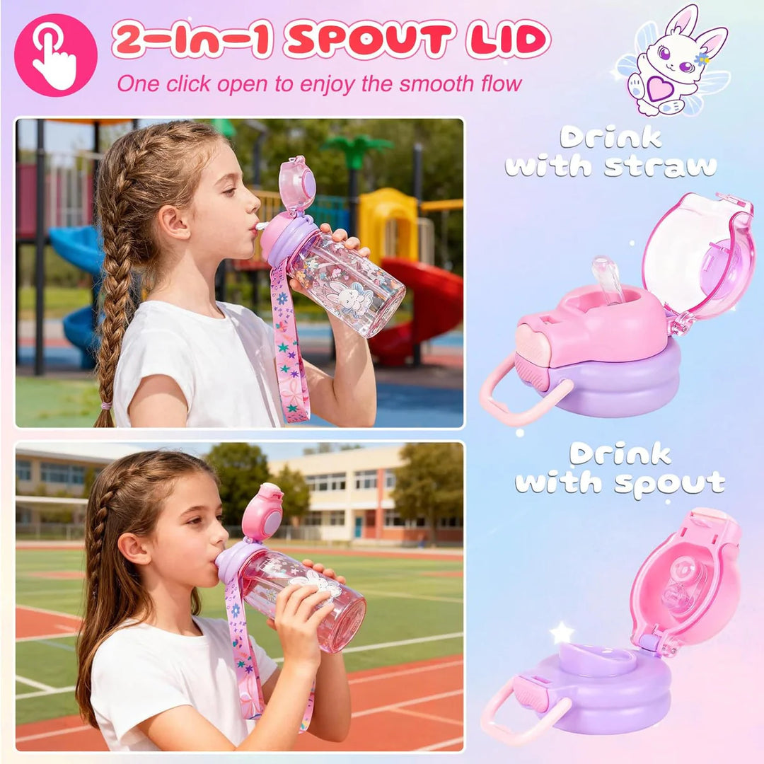 VEST Rabbit 600 ml Three Ways One Click Straw Plastic Water Bottle BPA Free U2131 at Zubaidas Online Pakistan