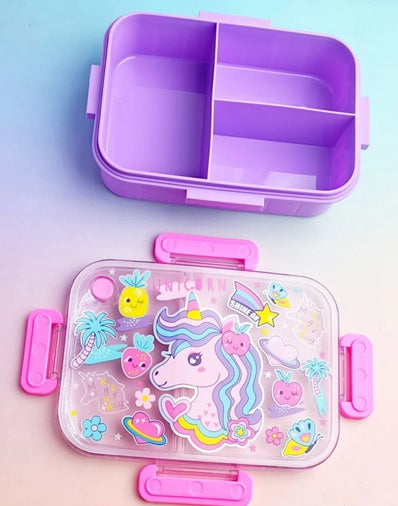 VEST Unicorn 3 Compartments Special Edition Happy Bento Box BPA and Phthalates Free 1200 ML School Lunch Box U2135 at Zubaidas Best Online Baby and Kids Store in Pakistan for over 50 years