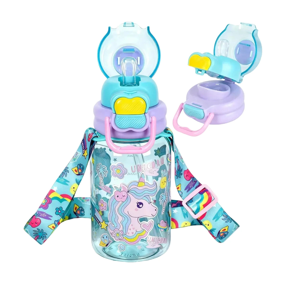 VEST Unicorn 600 ml Three Ways One Click Straw Plastic Water Bottle BPA Free U2131 at Zubaidas
