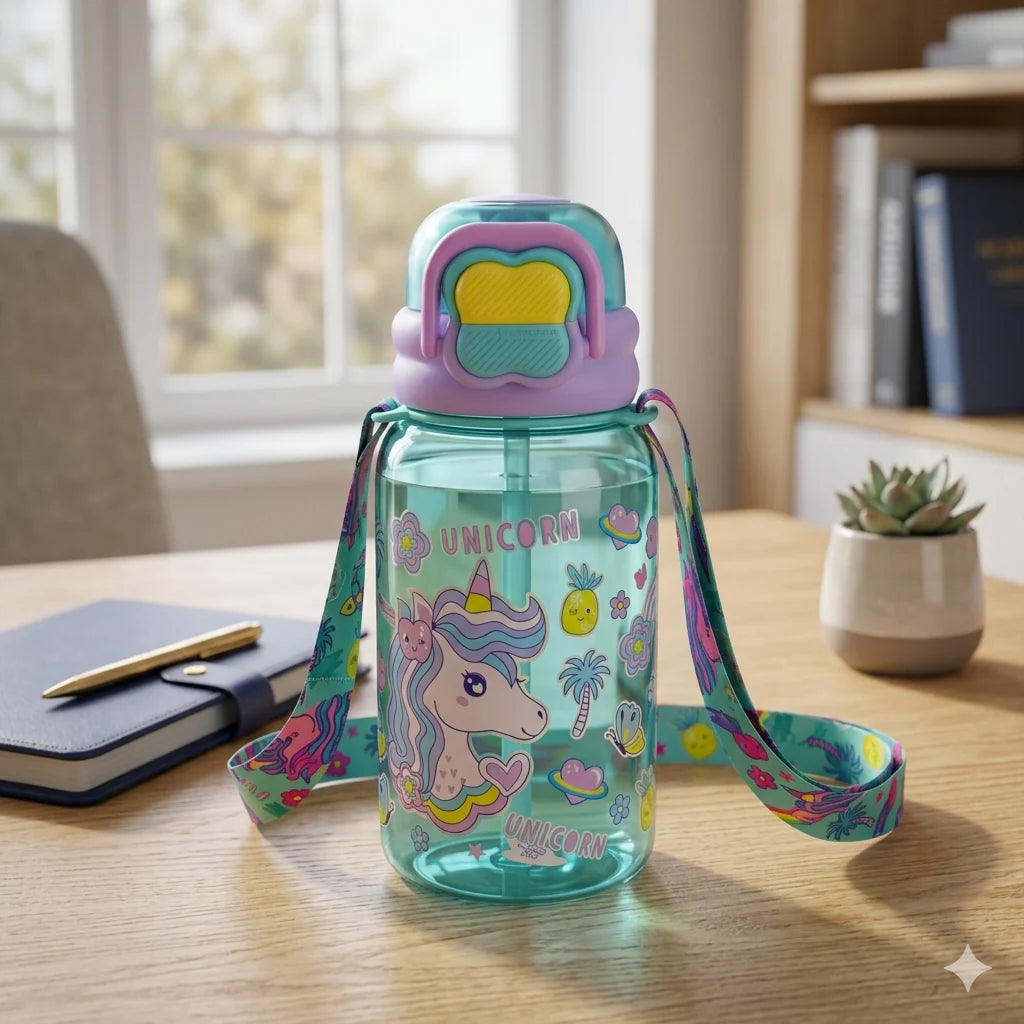 VEST Unicorn 600 ml Three Ways One Click Straw Plastic Water Bottle BPA Free U2131 at Zubaidas Online Pakistan