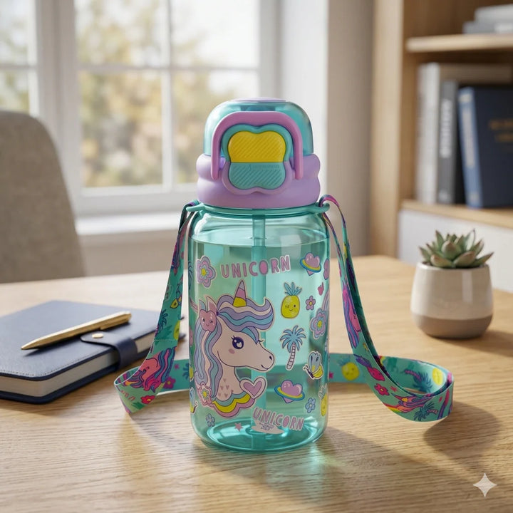 VEST Unicorn 600 ml Three Ways One Click Straw Plastic Water Bottle BPA Free U2131 at Zubaidas Online Pakistan