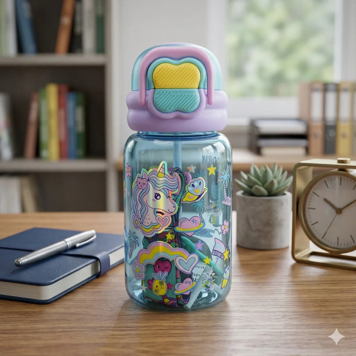 VEST Unicorn 600 ml Three Ways One Click Straw Plastic Water Bottle BPA Free U2131 at Zubaidas Best Online Baby and Kids Store in Pakistan for over 50 years 